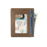 Andar Leather Slim Wallet with ID Window, Minimalist Front Pocket RFID Blocking Card Holder Made of...