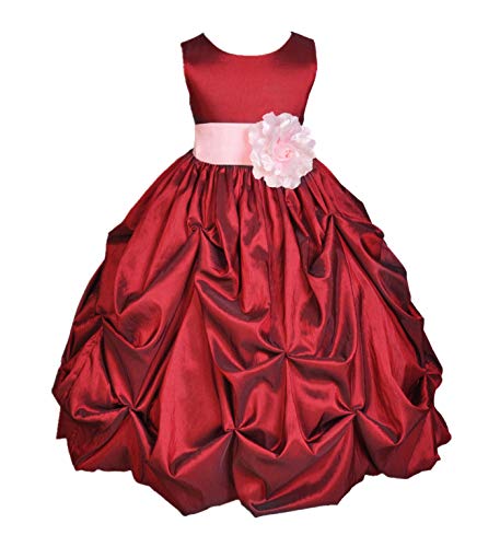 ekidsbridal Apple Red Pick-up Bubble Taffeta Flower Girl Dress Special Occasion Dress Holy Communion Dresses Ball Gown 301s M