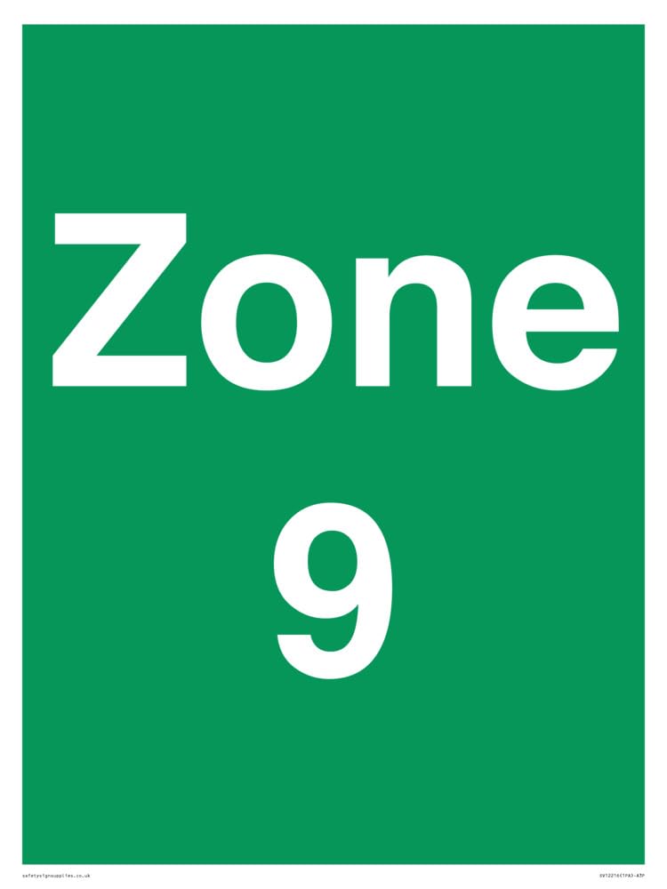 Zone 9 Sign - 300x400mm - A3P