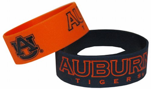 NCAA Auburn Tigers Wide Band Silicone Bracelet (Pack of 2), Team Color