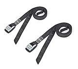 PowerTye MFG Lashing Straps with Cam Buckle - 1 inch x 4ft Tie-Down Straps with Protective Rubber Pad - Made in USA - For Motorcycles, Truck beds, Coolers and Small Cargo - 200 lb. WLL, Black (2-pack)