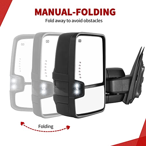 YITAMOTOR Tow Mirrors Compatible with 2014 2015 2016 2017 2018 Silverado Sierra 1500 2500HD 3500HD, Towing Mirrors Side Mirrors with LED Turn Signals Clearance Light Power Heated Folding Telescoping by YITAMOTOR - Image 3