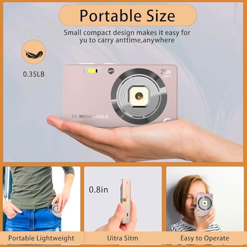 AiTechny 4K Cameras for Photography, Digital Point and Shoot Camera with 56Mp Autofocus 20X Zoom Anti Shake Video Camera with 32GB SD Card for Adults, Teens, Beginners view 2