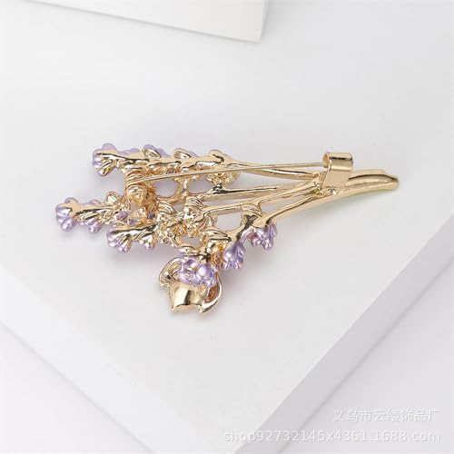 Image of Lavender Flower Brooch Crystal Ladybugs Elegant Accessories for Women Scarf Dress Decoration Brooches Lapel Elegant Pin Fashion Gift Jewelry Wedding Flowers Corsage for Ladies Christmas Birthday