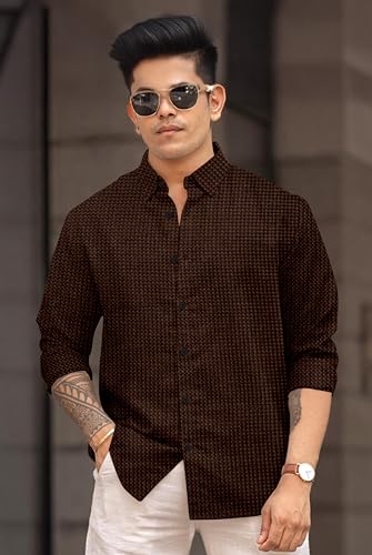 Image of Men's Casual Regular Fit Full Sleeve Collared Shirt, Stylish Fashion Wear