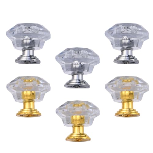 BCHKO 6 Piezas Pomos de Muebles, Pomos de Armarios, Pomos para Puertas, Pomos de Armarios (cristalino)
