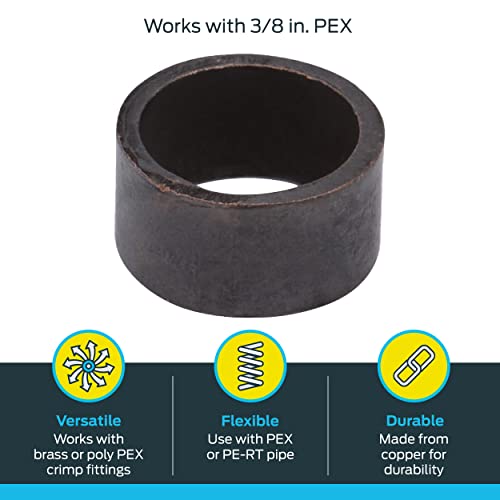 Image of SharkBite 3 /8 Inch Copper Crimp Rings, Pack of 25, PEX Pipe, PE-RT, 23101CP25