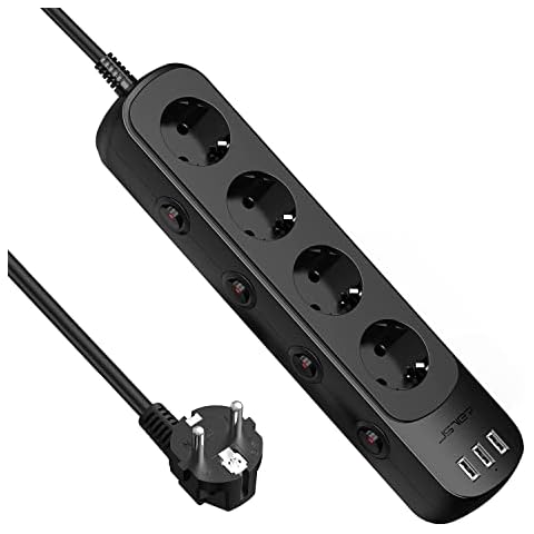 JSVER Regleta Enchufe con USB de 4 Tomas Cover