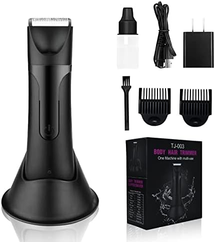 BESTBOMG Groin Electric Body Hair Trimmer for Men, Replaceable Ceramic Blade Heads, Waterproof Wet/Dry Clippers, with LED Indicator, Rechargeable Built-in Battery, Male Hygiene Body Shaver Trimmer