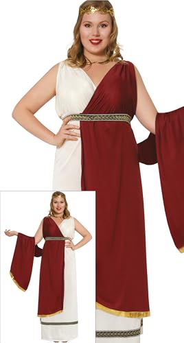 FIESTAS GUIRCA | Disfraz de Romana Adulta (44-46/XL) - Capa, Cinturón y Túnica - Disfraces de Romanos y Griegos para Halloween, Carnaval y Fiestas de Disfraces - Ideal para Adultas - Granate y Beis