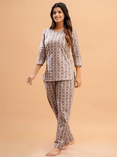 Image of feranoid Women Full Sleeves Cotton Nightsuits