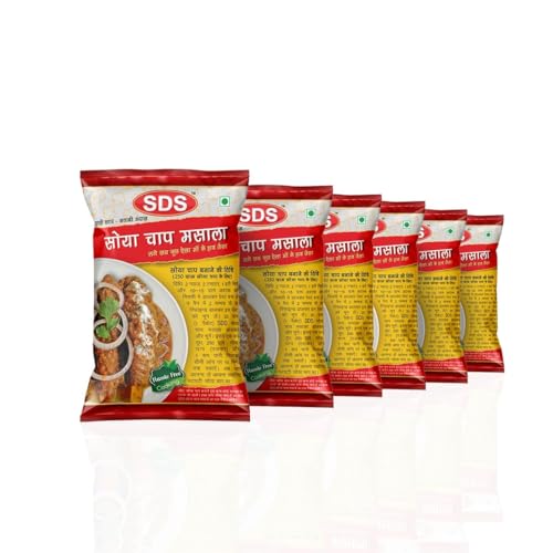 Image of SDS Soya Chaap Masala - 40g (Pack of 6) | Vegetarian Meat Alternative for Gravy, Tikka, Rolls, Biryani & Curry | Soya Protein | Hygienically Packed | No Preservatives
