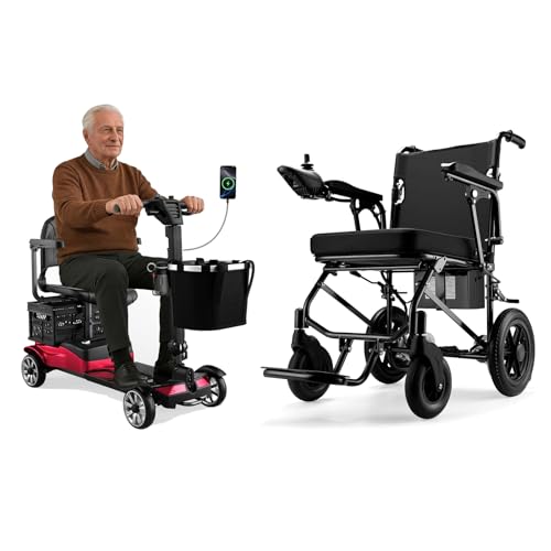 4 Wheels Mobility Scooters for Seniors, Foldable Mobility Electric Scooter, 350LBS Capacity& 15 Miles Range&350W Powerful Moto&Rotating Seat&LED Light& Double Baskets&Auto Brake-YL09