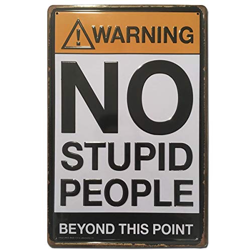 BOEMY Chapa Metálica Decorativa para Pared | Placa Vintage de Metal con Relieve [ No Stupid People ] | Medidas 20 x 30