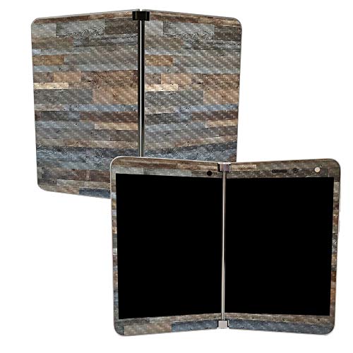 Image of MIGHTY SKINS MightySkins Carbon Fiber Skin for Microsoft Surface Duo - Gray Wood | Protective, Durable Textured Carbon Fiber Finish | Easy to Apply, Remove, and Change Styles | Made in The USA