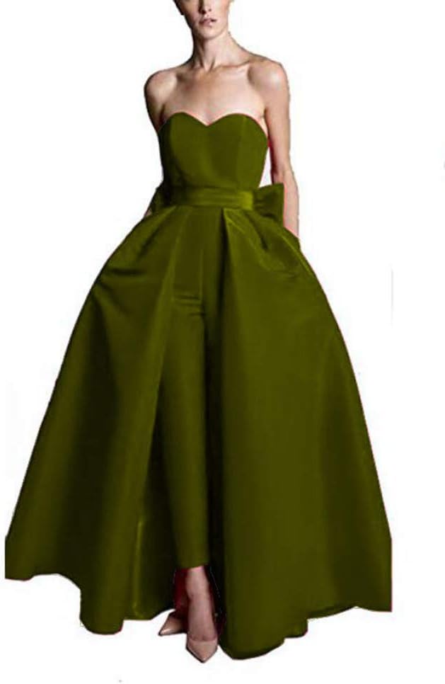 Meowmming VeraQueen Women's Sweetheart Jumpsuits Evening Dresses with Detachable Skirt Prom Gowns Pants
