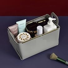 BLURISM Pocket Empty Tray Organiser Storage Box Faux Leather Storage Key Tray for Watches Mobile Phones Jewellery Keys Coins Purse and Office Equipment, Pencil Desktop Stationery Organiser (Grey)
