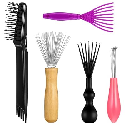 Comb and Brush Cleaner Tool Set, 5-Piece Comb Cleaner Set - Hair Brush Cleaner Rake, Comb Cleaning Brush, Maintenance Hair Comb for Home and Salon Use Removing Hair Dust