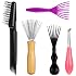Comb and Brush Cleaner Tool Set, 5-Piece Comb Cleaner Set - Hair Brush Cleaner Rake, Comb Cleaning Brush, Maintenance Hair Comb for Home and Salon Use Removing Hair Dust