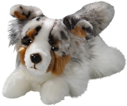 Il cane coccolone giace ed è lungo circa 32cm. La pelliccia ha una sensazione molto piacevole. Le quattro zampe sono piene di granuli. Ideale anche come decorazione.