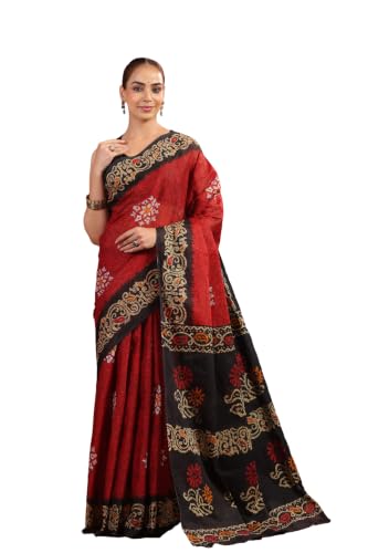 Image of TAMAIRA FASHION Mulmul Pure Cotton Saree For Woman Batik Printed |Office Wear Daily Wear Sarees For Women Without Blouse Piece