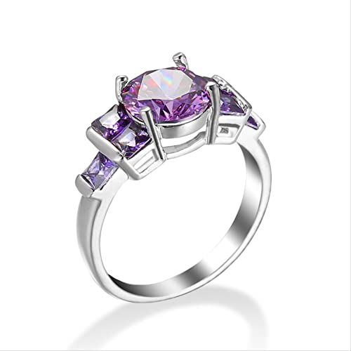 Anneaux solides bague femme gemme pourpre fiançailles alliance mariage