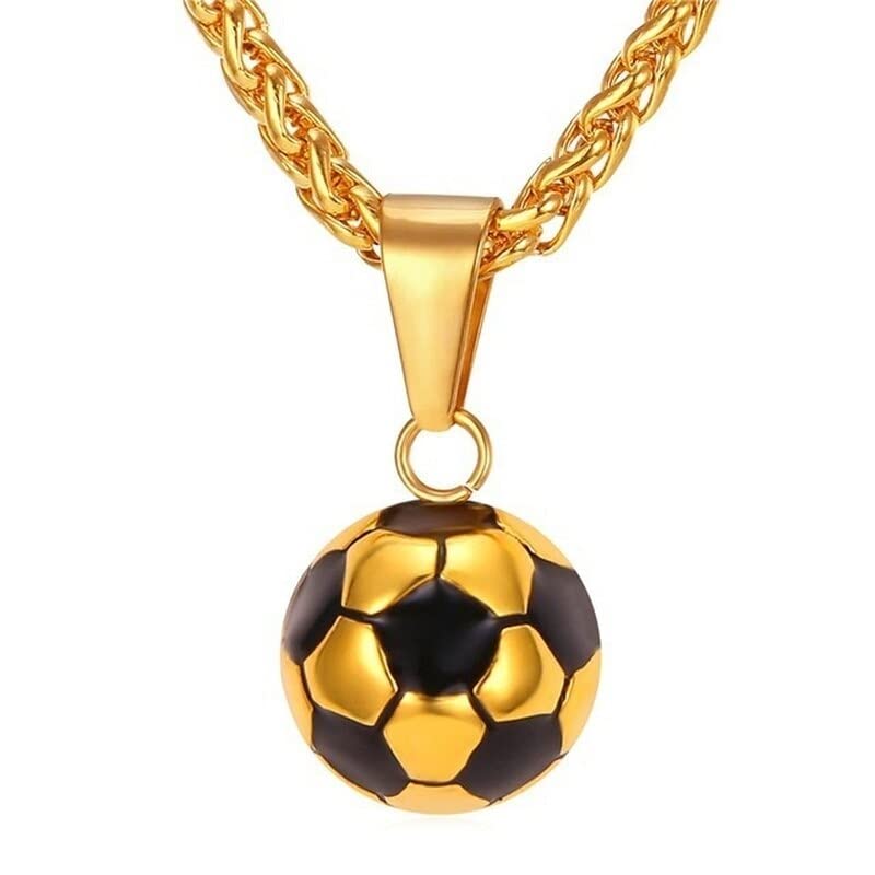 Peso: 19g Collana Pallone da Calcio per Tifosi Fan con medaglione palla di metallo Trap ciondolo e catena Uomo Donna Ragazza Ragazzo regalo Colore Argento e Oro (Oro)