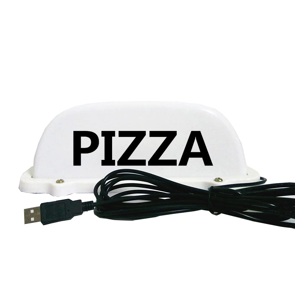 Znak PIZZA, wodoodporne LED światło na dachu samochodu z magnesem, 3-metrowa linia ładowarki. Oświetlony znak na dachu kabiny samochodowej LED (5V USB ładowarka, niebieski)