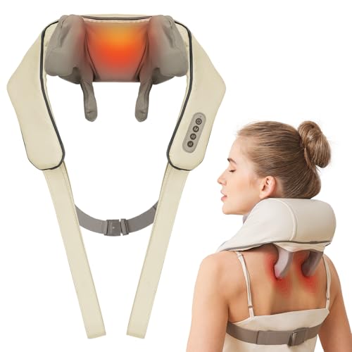 PERLEVI Neck Massager with Heat, Cordless Neck and Shoulder Massage, Rechargeable Shiatsu 6D...