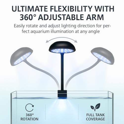 Image of LY-307B 6W LED Aquarium Light | Compact Clip-On Fish Tank Lamp for Small Tanks Up to 2 ft | 360 Adjustable Arm, Waterproof & Energy-Saving Lighting for Aquatic Plants
