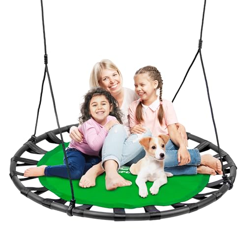 Columpio de árbol XXL | Asiento balancín para niños y adultos | columpio colgante | columpio redondo | columpio para jardín | interior y exterior | columpio soporta 150 kg | tamaño: 120 x 120 x 169