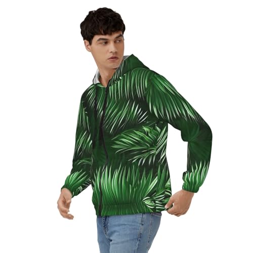Sweat zippé homme à capuche et imprimé palmier vert - 4