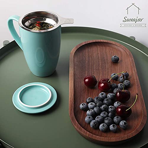 Sweejar Porcelain Tea Mug With Infuser And Lid,Teaware With Filter, Loose Leaf Tea Cup Steeper Maker, 16 Fl Oz For Tea/Coffee/Milk/Women/Office/Home/Gift (Turquoise) #TOP5