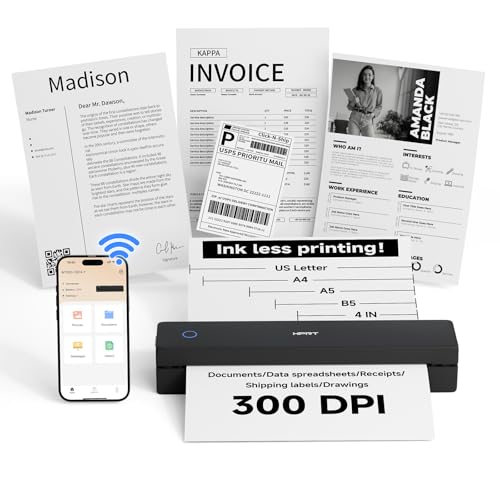 HPRT Portable Printer Wireless for Travel, Inkless Bluetooth Thermal...