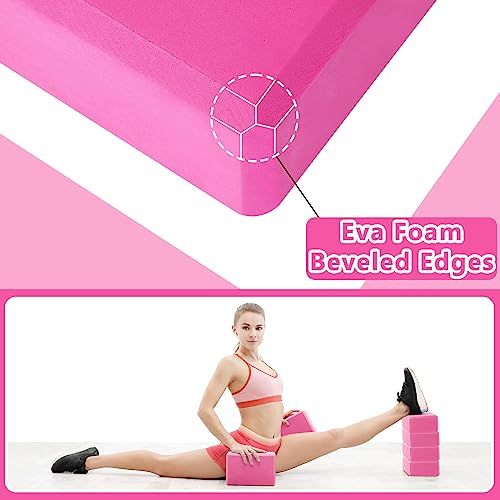 Honoson 20 Pcs Yoga Blocks Bulk 9''x6''x3'' High Density EVA Foam Blocks for Exercise Pilates Meditation, Lightweight Non-slip Surface, Improve Strength Balance Flexibility(Rose Red) by Honoson - Image 3