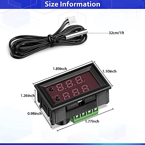 Image of Weewooday 4 Pcs 12v Electronic Temperature Controller Programmable -50 to 110C Heating /Cooling Thermostat Control Switch Module Ntc Waterproof Sensor Probe Dual Color LED Display Monitor