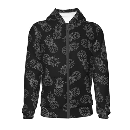 White Pineapples Kid Hoodies Boys Zip Up Sweatshirts Girls Pullover with Pocket2