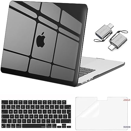MOSISO Etui kompatybilne z MacBook Air 38.1 cm z 2024 r. 2023 M3 A3114 M2 A2941 Chip Liquid Retina Touch ID, plastikowe twarde etui i skórka klawiatury, osłona ekranu i adapter typu C, 2 sztuki,