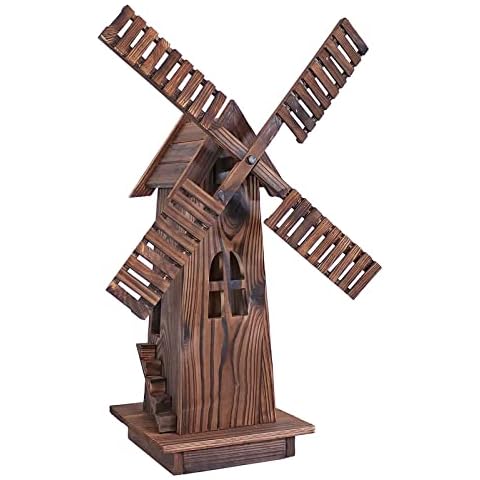 Westcharm Wooden Dutch Windmill Yard Decorations Outdoor | Classic Old-Fashioned Windmill for Garden, Patio - 34 Inch Tall Cover