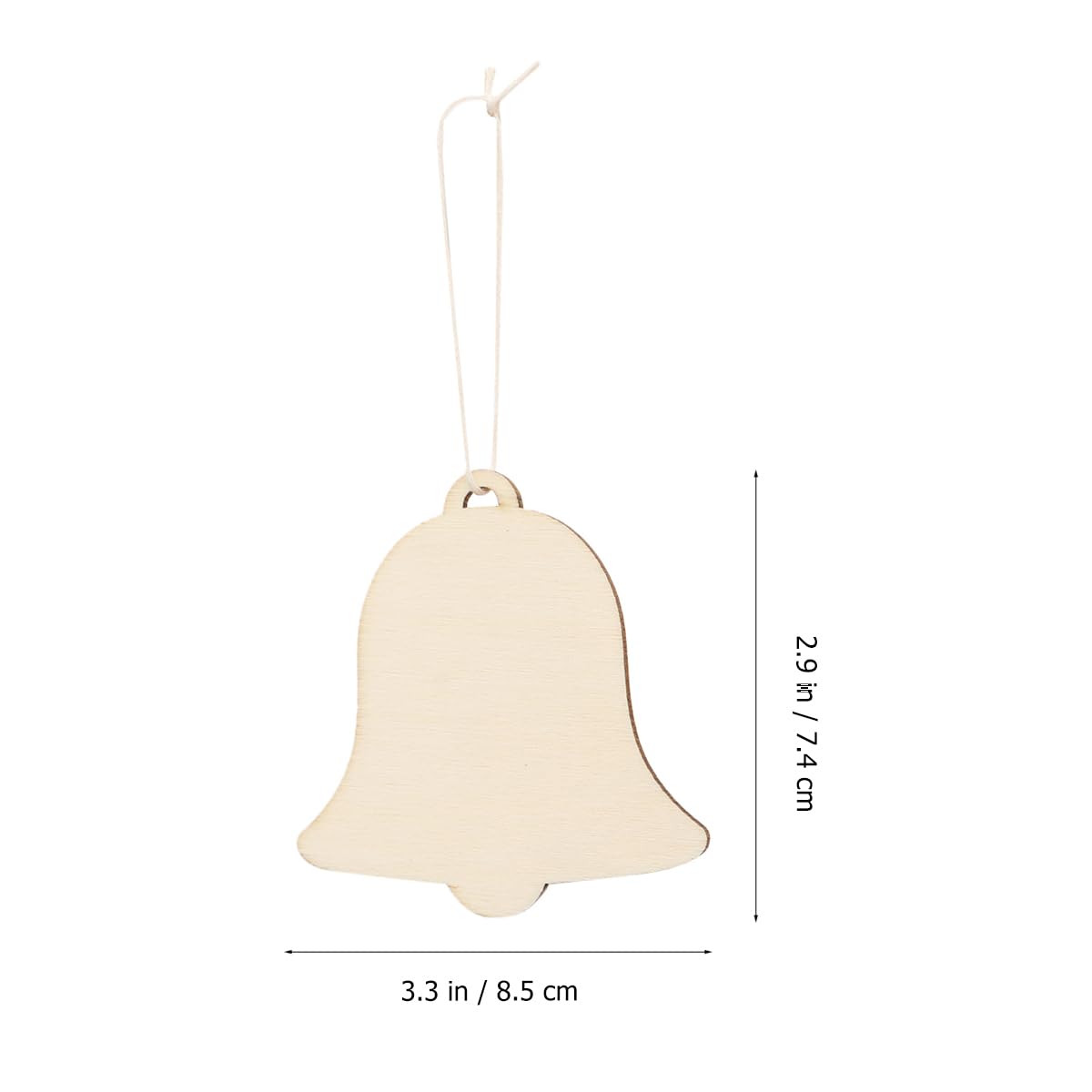 30 Pcs Wooden DIY Ornaments, Unfinished Christmas Bell Hanging Decorations with Hole Wood Bell Cutouts for Xmas Tree Pendant