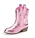 DREAM PAIRS Girls Cowgirl Boots Cowboy Boots with Low Heel Western Embroidered Fashion Mid Calf Shoes for Toddler/Little Kid/Big Kid,Size 13 Little Kid,Pink,KKUMMB2509