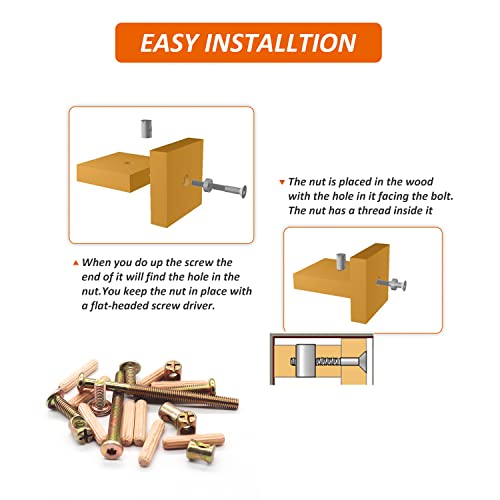 Czxnbi BBSDX2302 Crib Screws Hardware Replacement Kit - 16 Set Baby Bed Frame Bolts,Barrel Nuts&Wooden Dowel Pins Set - M6X16/40/60/80 Mm Hex Drive Socket Cap Screws Nuts For Beds Headboards Chairs Furniture thumb #4