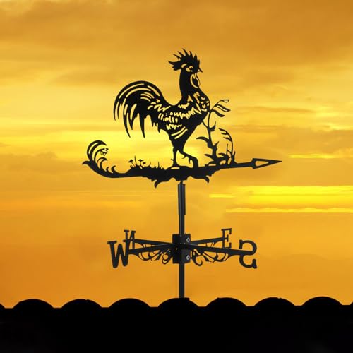 Partykindom UAUIGF4Q48P09F21A Vintage Farmhouse Rooftop Decor - Black Rooster Weathervane thumb #3