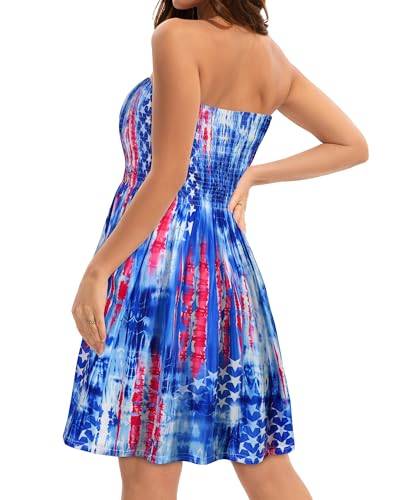 Image of elescat Summer Dresses for Women 2026 Strapless Casual Beach Cover Ups Tube Top Sundress