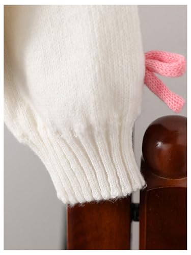 Image of Floerns Girl's 3D Bow Decor V Neck Cardigan Button Down Long Sleeve Sweater Outwear