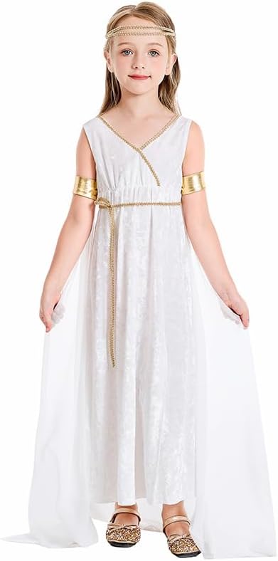 Miniatura 3 de Greek Costume Kids Greek Goddess Dress Girls Toga Costume Grecian Athena Dress White Roman Princess Outfit Dress