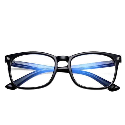 Hycredi Kids Blue Light Blocking Glasses for Boys & Girls – Reduce Eye Strain from Screens, UV Protection, Lightweight & Comfortable for Computer, Gaming, TV & Phone - Gloosy Black