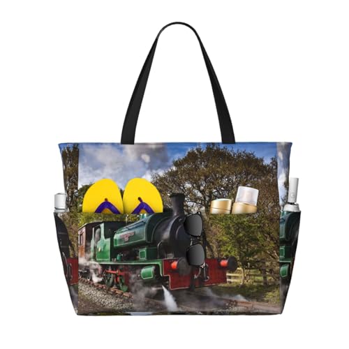 Grand sac de plage train à vapeur et sac fourre-tout pour femme