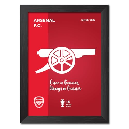 Image of TenorArts Arsenal Football Club Poster White Logo Laminated Photo Frame Painting with Matt Finish Black Textures(12 inches x 9inches)