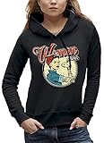 PIXEL EVOLUTION Sweat à Capuche Tatouage - Women Power - Tatoo Shop Femme - Taille L - Noir